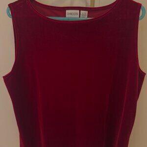 Chico's Travelers red velvet tank top Size 3
